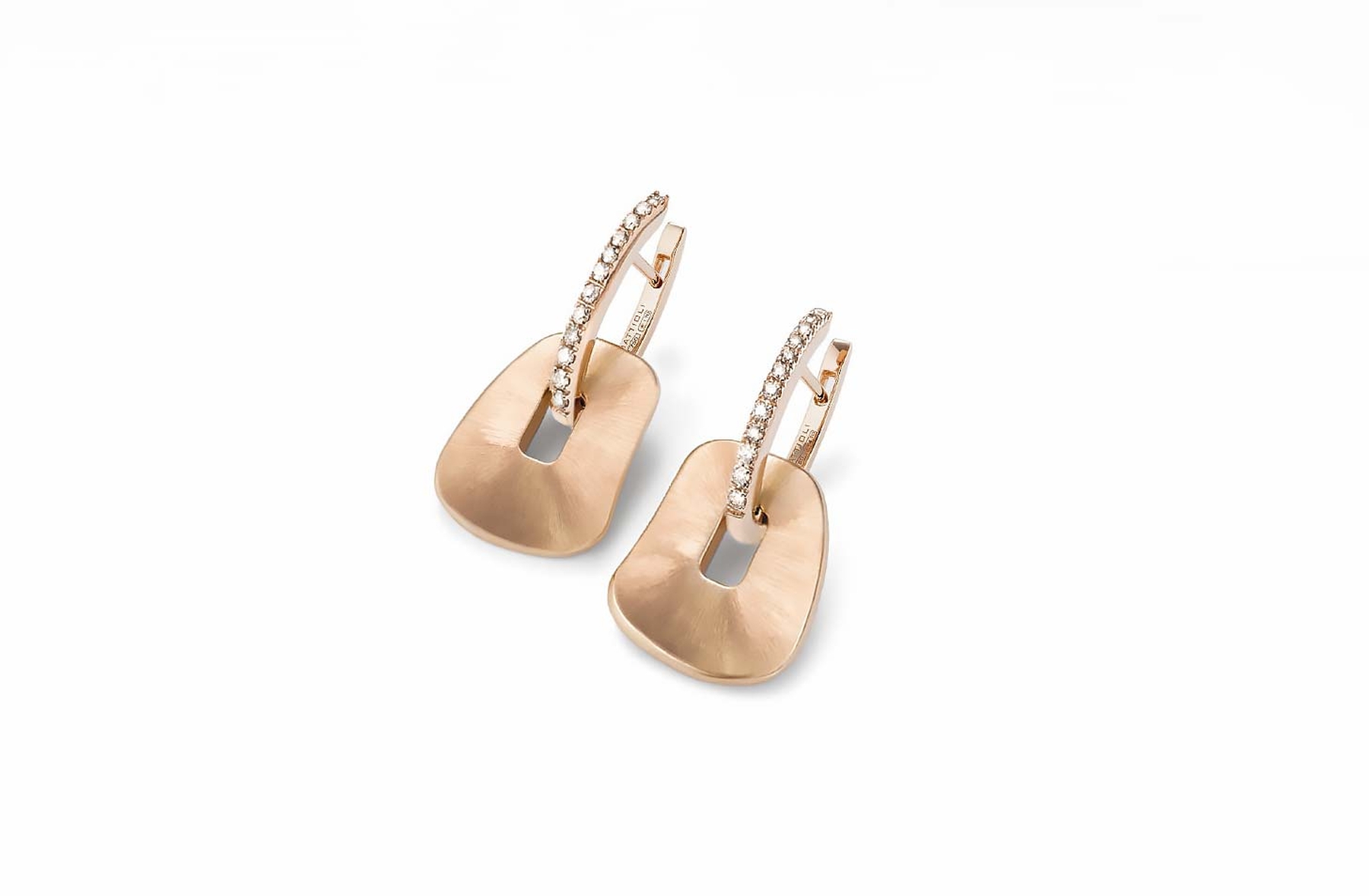 Puzzle earrings 18k rose gold small size (engraved) and white diamonds