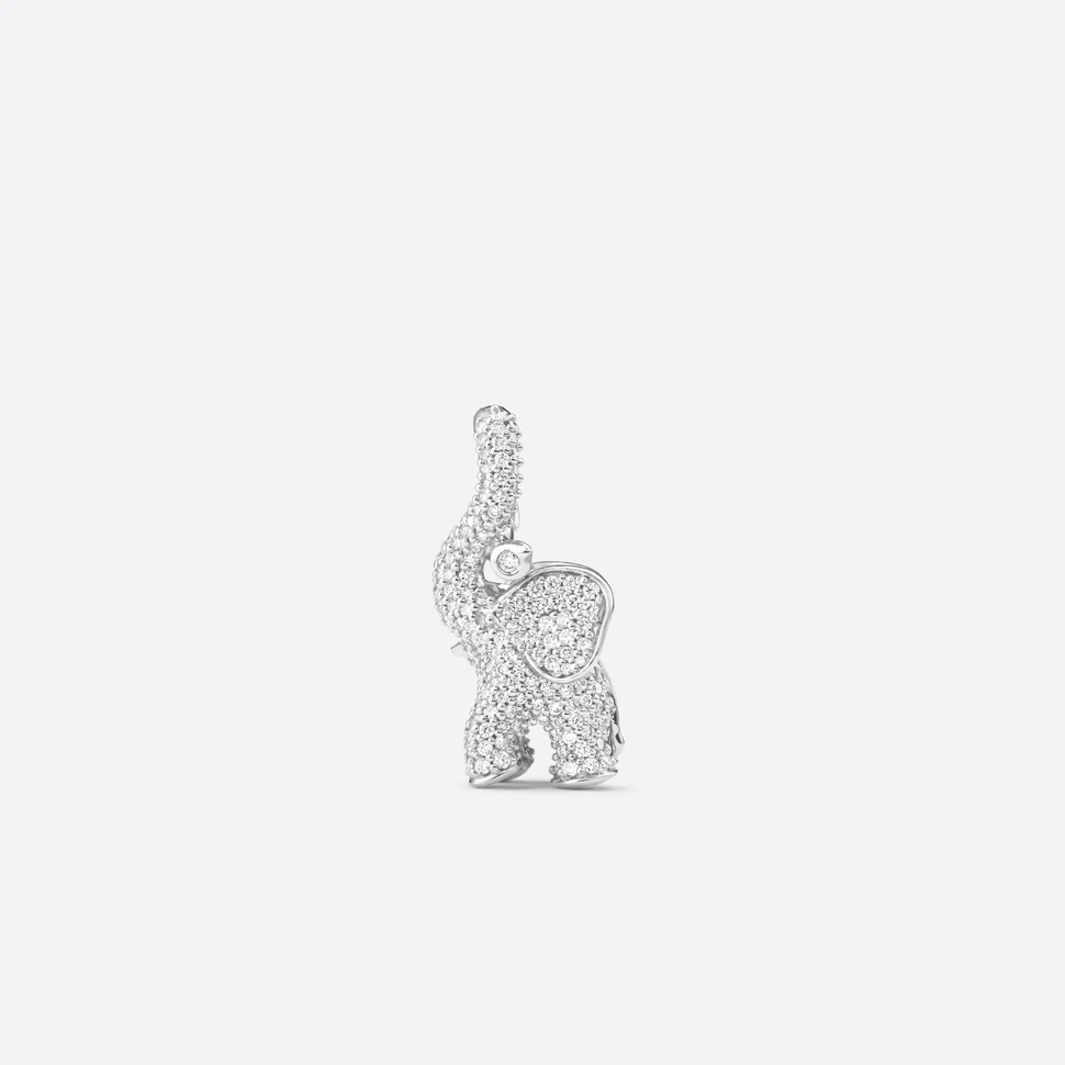 Pendentif Diamant Pavé Elephant De Taille Moyenne