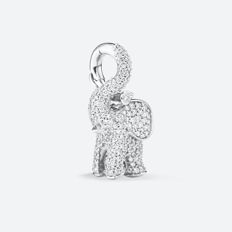 Pendentif Diamant Pavé Elephant De Taille Moyenne