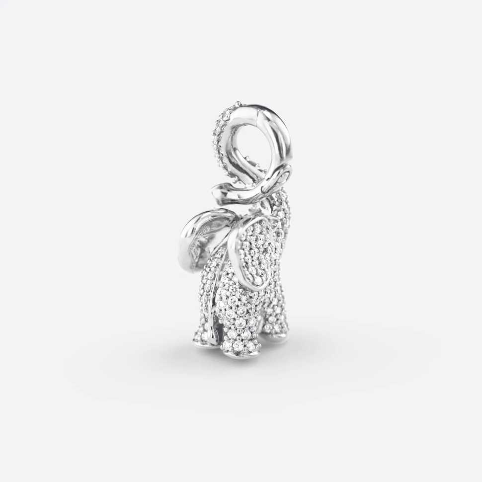 Pendentif Diamant Pavé Elephant De Taille Moyenne