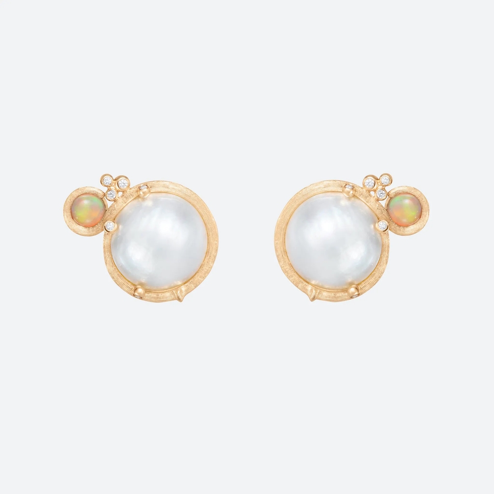 Boho Mabé Pearl Clip Earrings Small